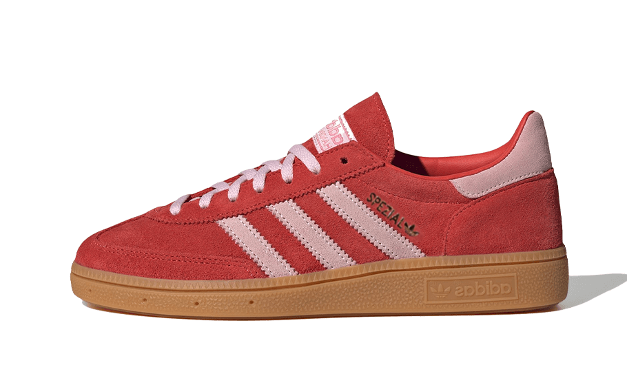 Lado esquerdo das sapatilhas Adidas Handball Spezial Bright Red Clear Pink
