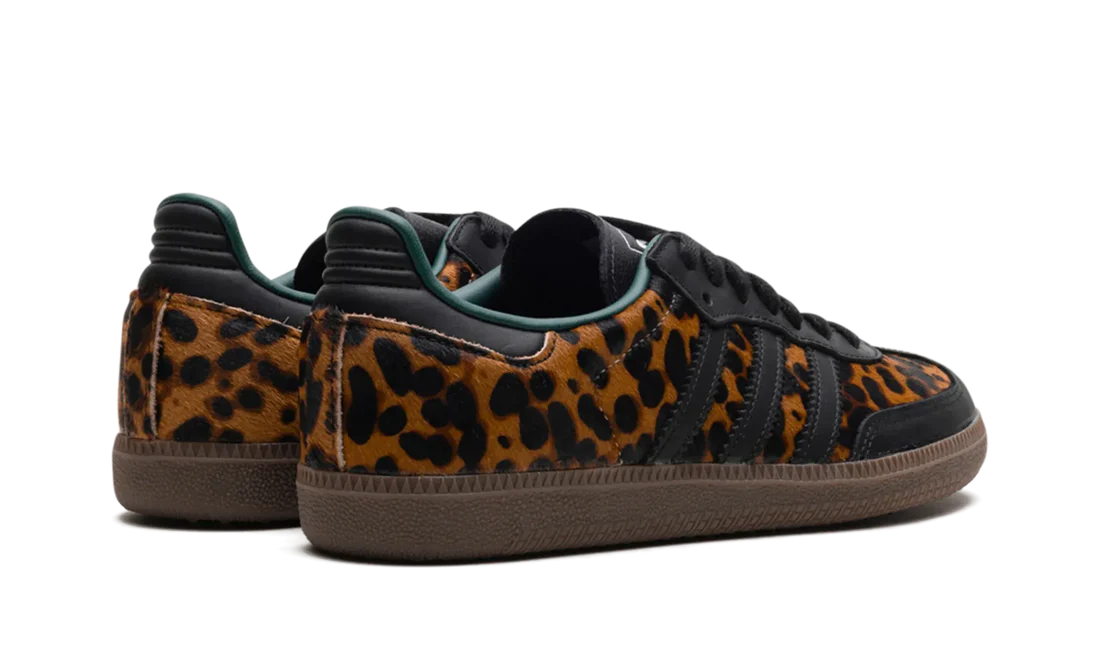 Parte de trás das sapatilhas Adidas Samba OG Black Green Leopard