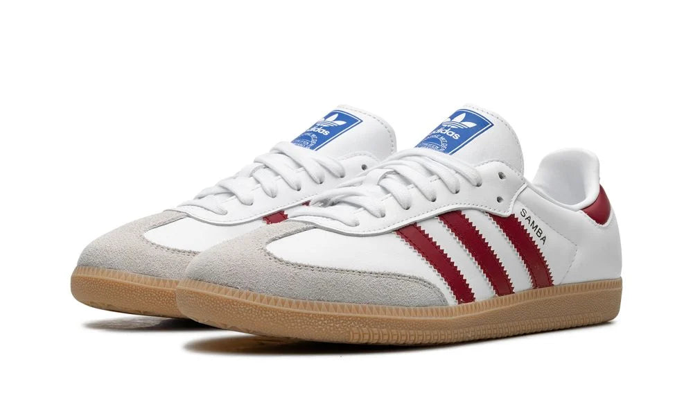 Parte da frente das sapatilhas Adidas Samba OG Collegiate Burgundy