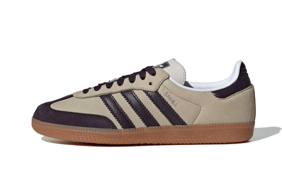 Lado esquerdo das sapatilhas Adidas Samba OG Putty Grey