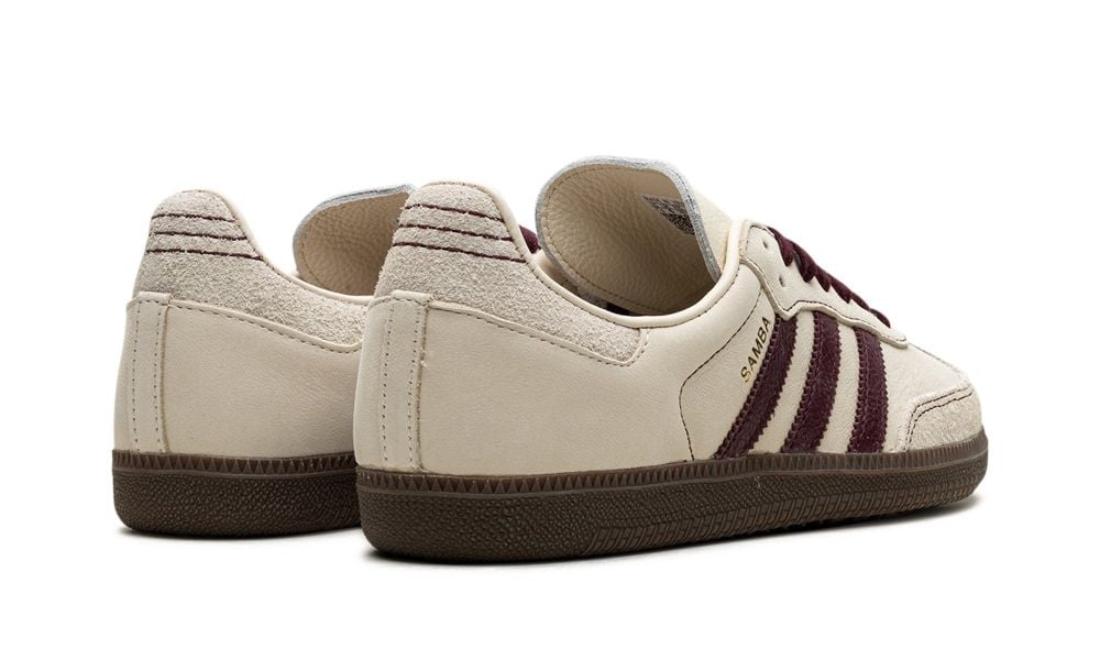 Parte de trás das sapatilhas Adidas Samba OG Wonder White Maroon