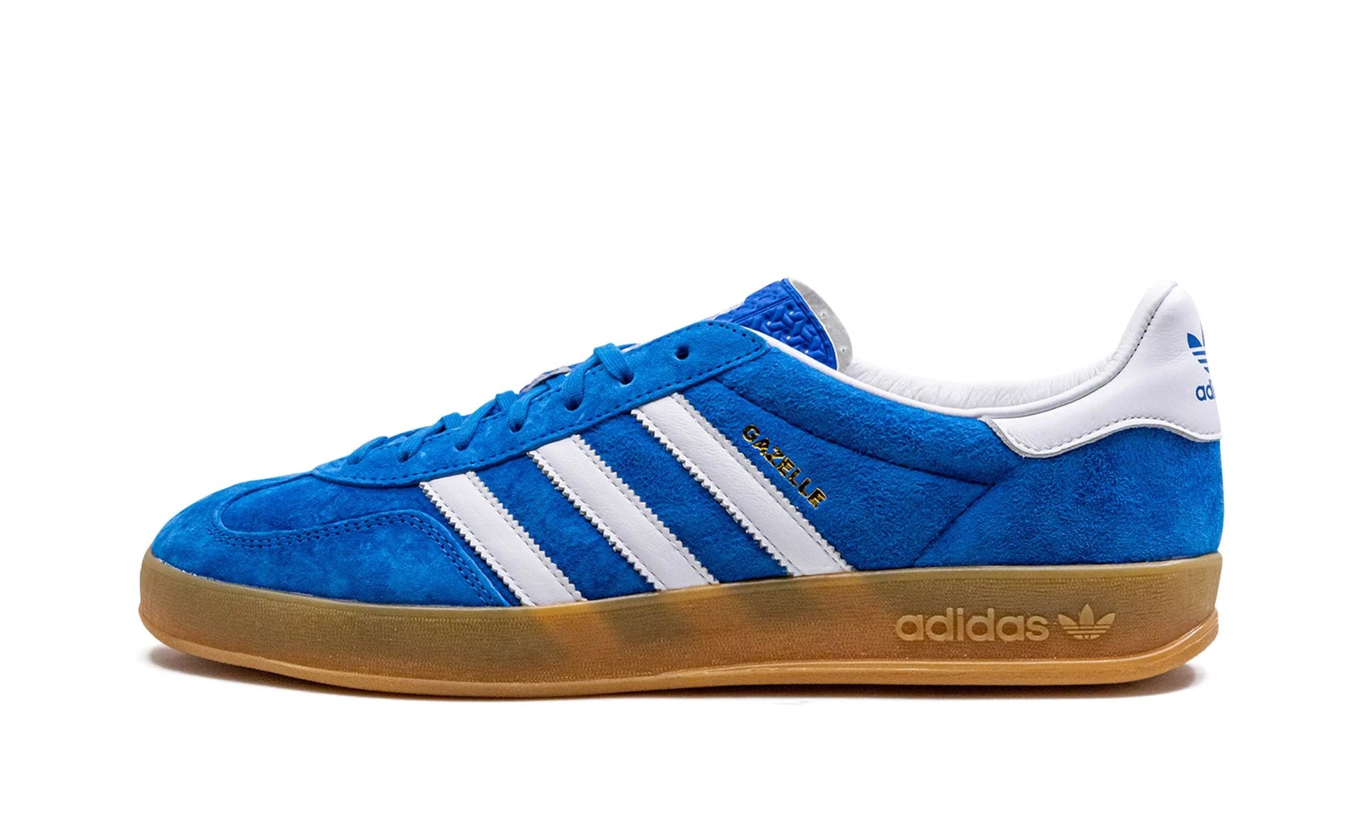 Lado esquerdo das sapatilhas Adidas Gazelle Indoor Blue Bird