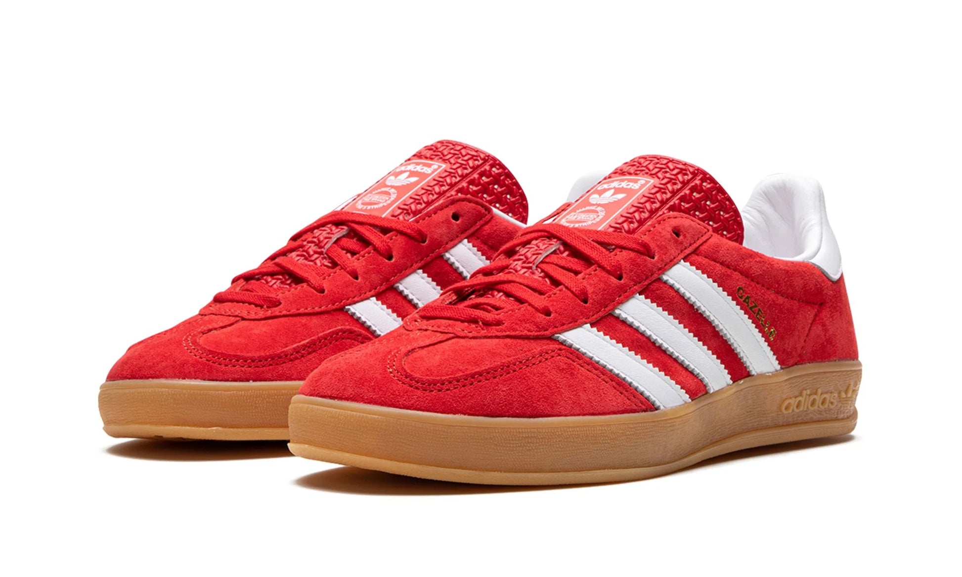 Parte da frente das sapatilhas Adidas Gazelle Indoor Scarlet Cloud White