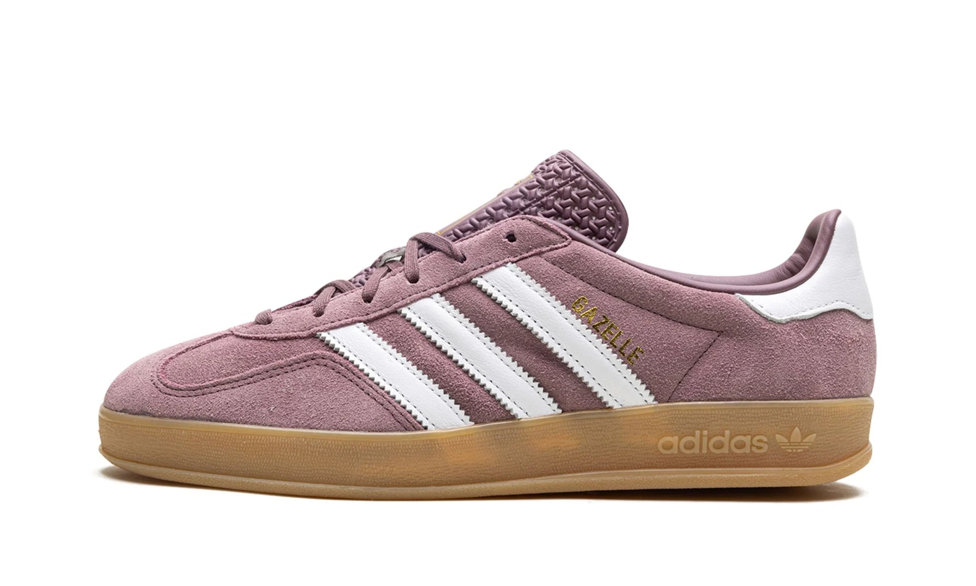 Lado esquerdo das sapatilhas Adidas Gazelle Indoor Shadow Fig