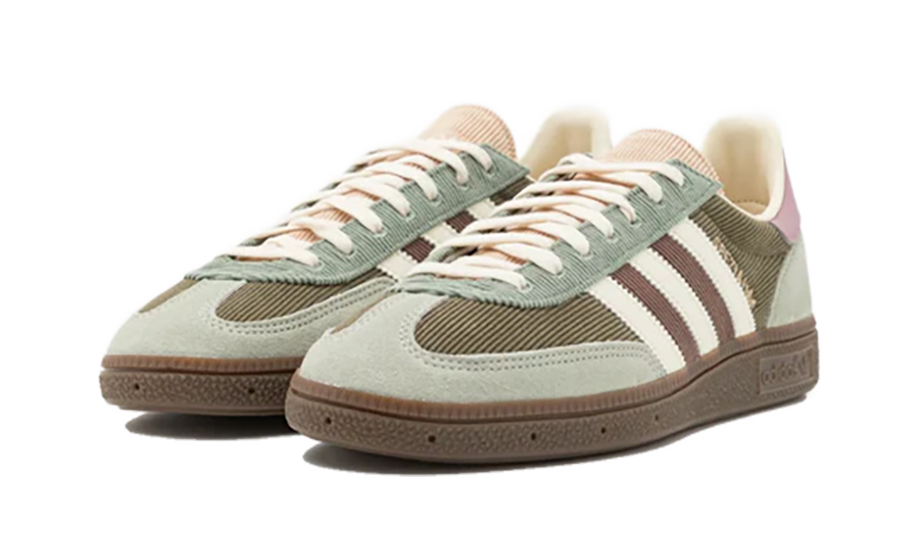 Parte da frente das sapatilhas Adidas Handball Spezial Silver Green Magic Mauve