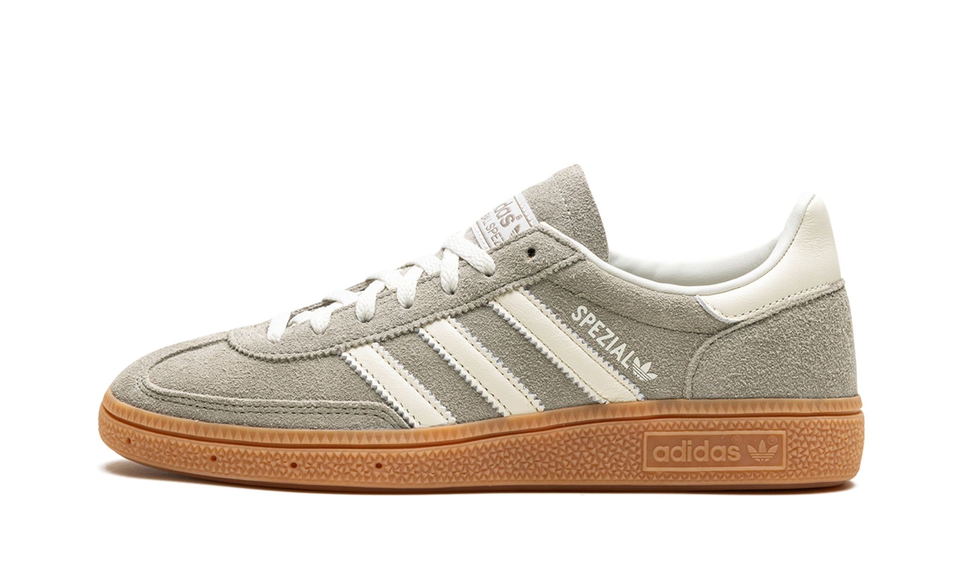 Lado esquerdo das sapatilhas Adidas Handball Spezial Silver Pebble