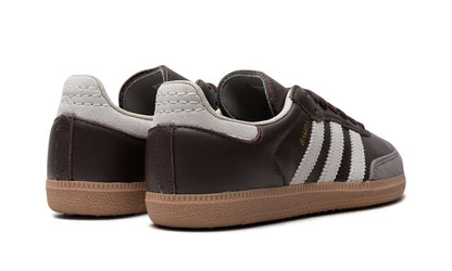 Parte de trás das sapatilhas Adidas Samba OG Brown Putty Grey