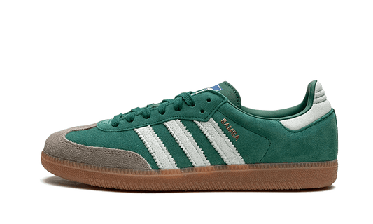 Lado esquerdo das sapatilhas Adidas Samba OG Collegiate Green Grey Toe