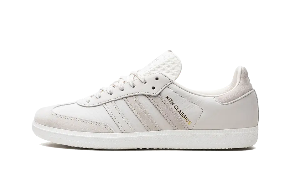 Lado esquerdo das sapatilhas Adidas Samba OG Kith Classics Cloud White