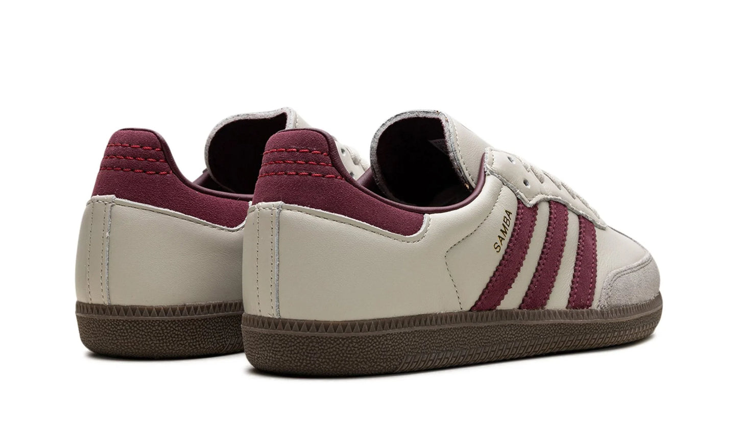 Parte de trás das sapatilhas Adidas Samba OG Putty Grey Maroon