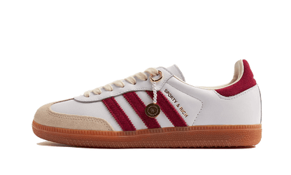 Lado esquerdo das sapatilhas Adidas Samba OG Sporty & Rich White Burgundy