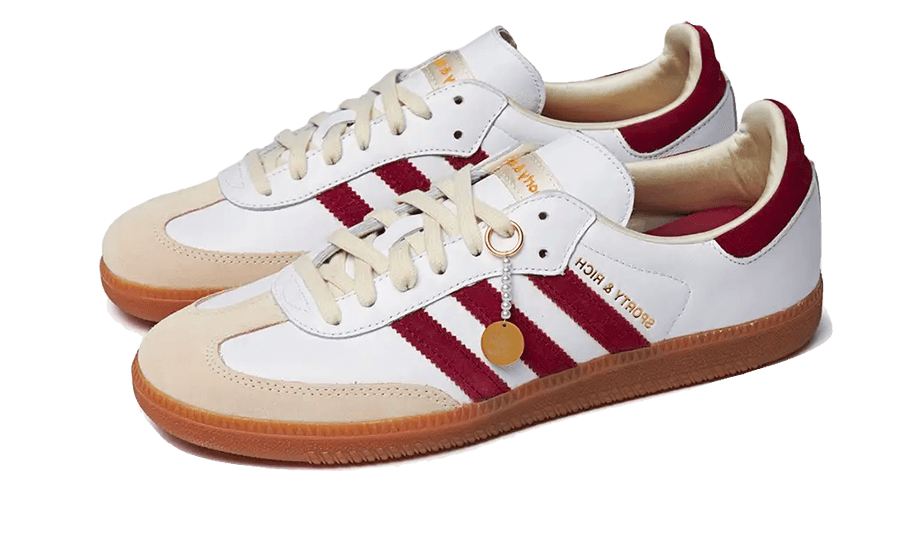 Parte da frente das sapatilhas Adidas Samba OG Sporty & Rich White Burgundy