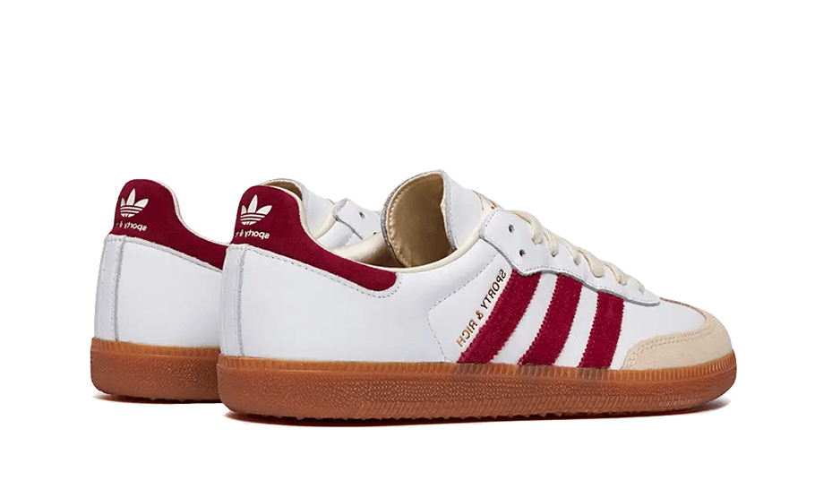 Parte de trás das sapatilhas Adidas Samba OG Sporty & Rich White Burgundy