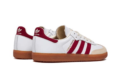 Parte de trás das sapatilhas Adidas Samba OG Sporty & Rich White Burgundy