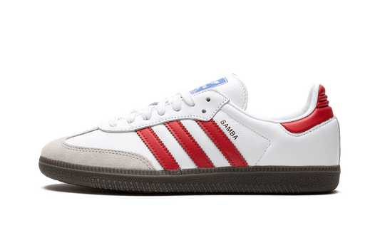 Lado esquerdo das sapatilhas Adidas Samba OG White Red