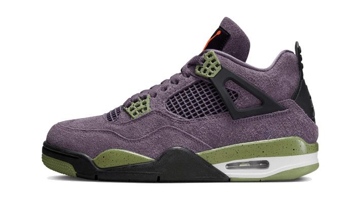 Lado esquerdo das sapatilhas Air Jordan 4 Retro Canyon Purple