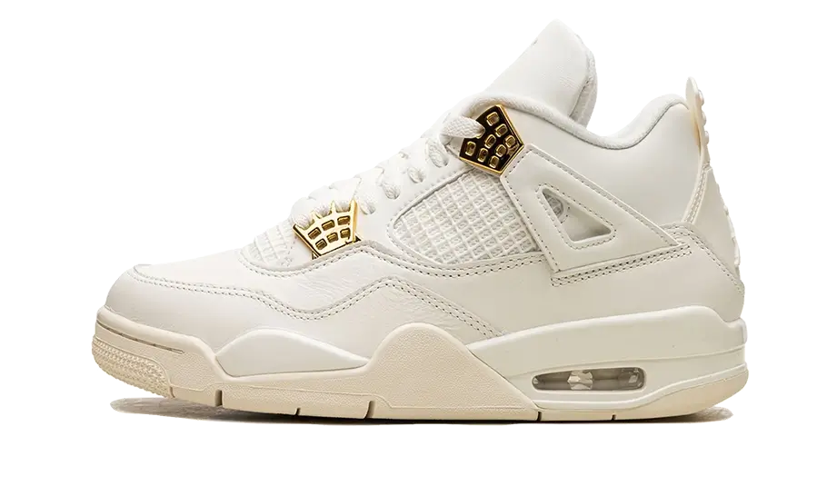 Lado esquerdo das sapatilhas Air Jordan 4 Retro Metallic Gold