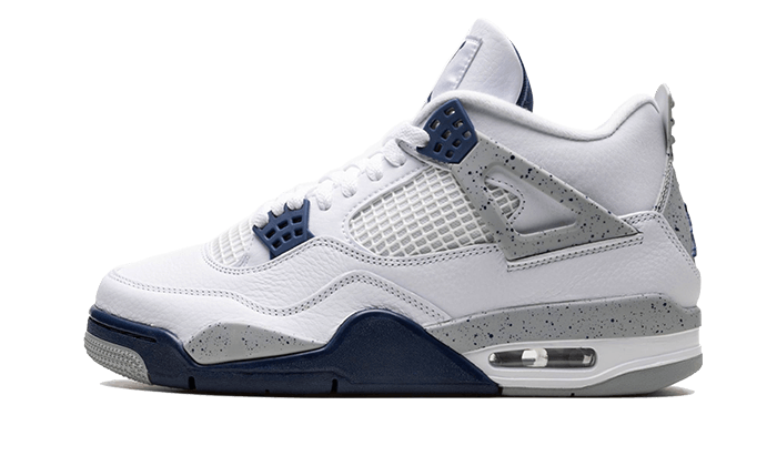 Lado esquerdo das sapatilhas Air Jordan 4 Retro Midnight Navy