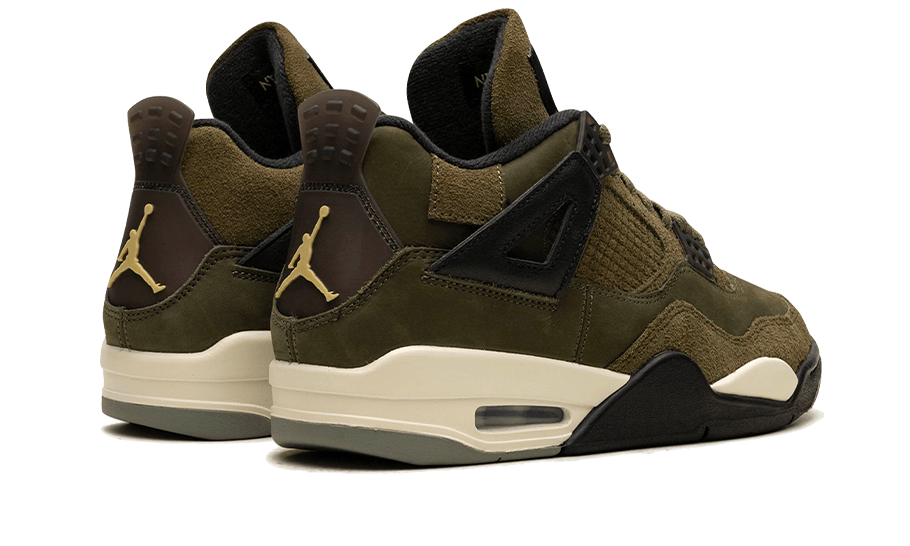 Parte de trás das sapatilhas Air Jordan 4 Retro SE Craft Medium Olive