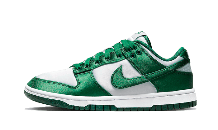 Lado esquerdo das sapatilhas Nike Dunk Low Green Satin